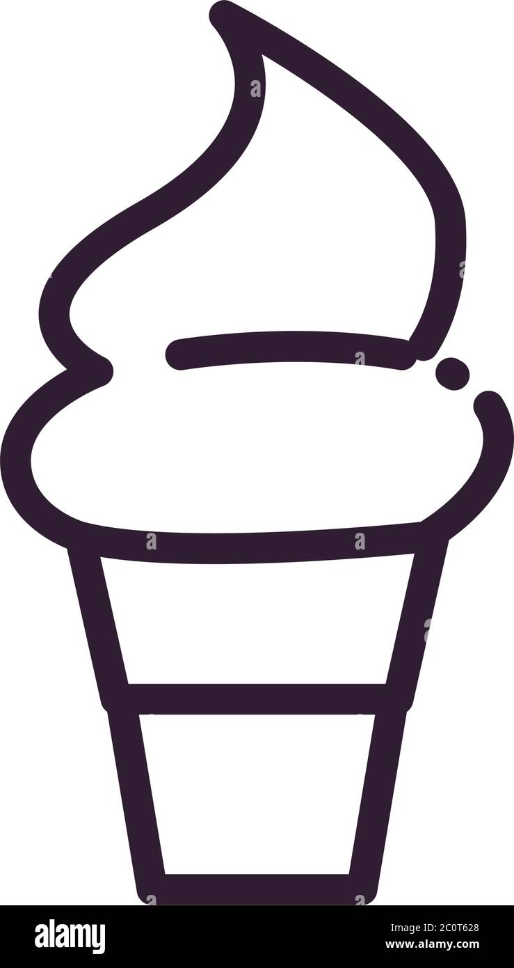 Ice cream line style icon design, Sweet and dessert theme Vector ...