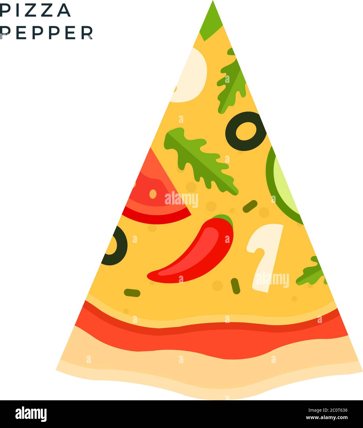 Pepper Pizza flat icon vector isolated Stock Vector