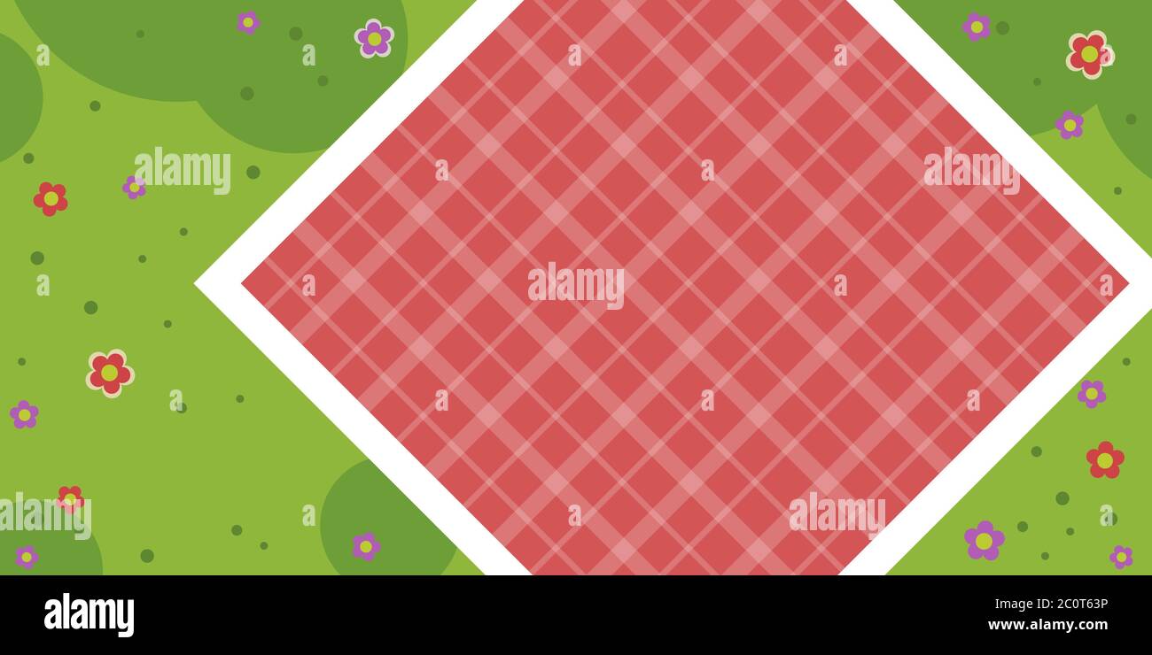 Picnic tablecloth in the meadow vector flat isolated Stock Vector