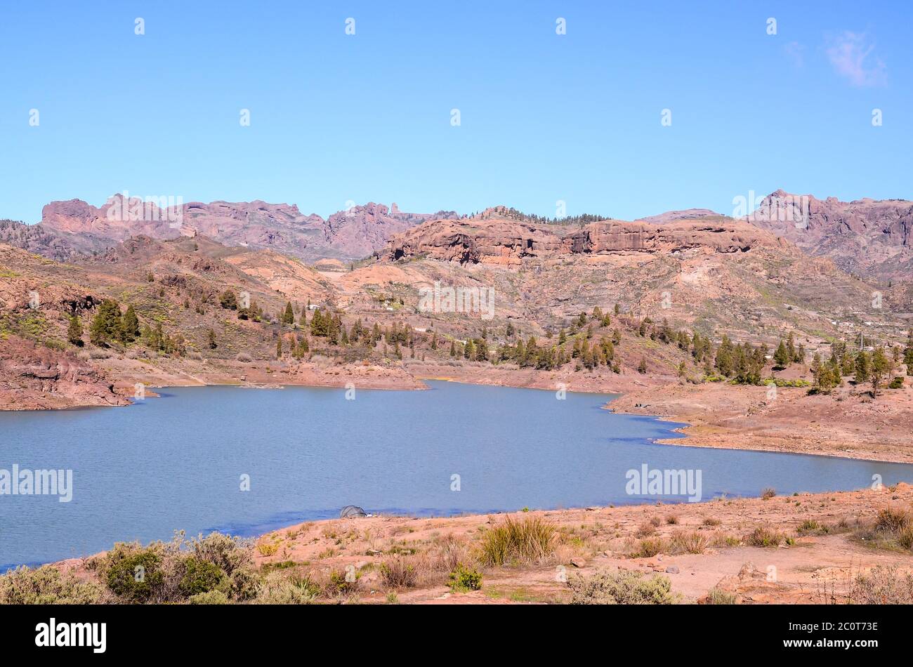 Dark Water Lake in Gran Canaria Stock Photo