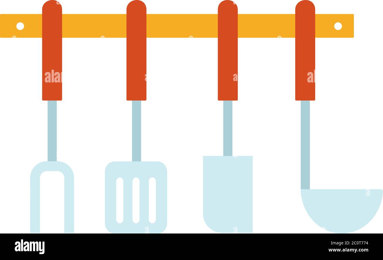 Kitchen accessories set flat icon vector isolated Stock Vector