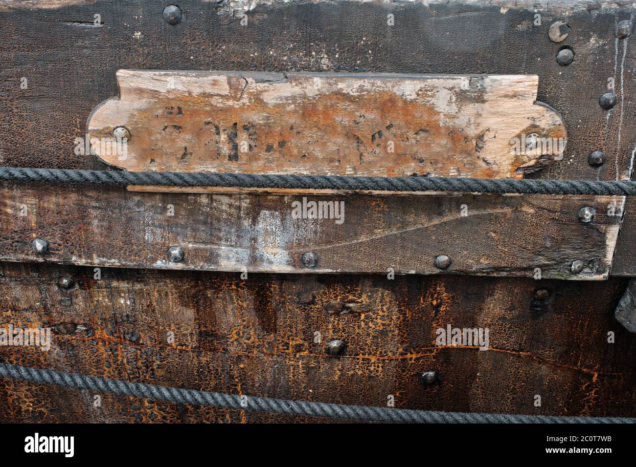 Old wooden cladding of a medieval ship as background Stock Photo - Alamy