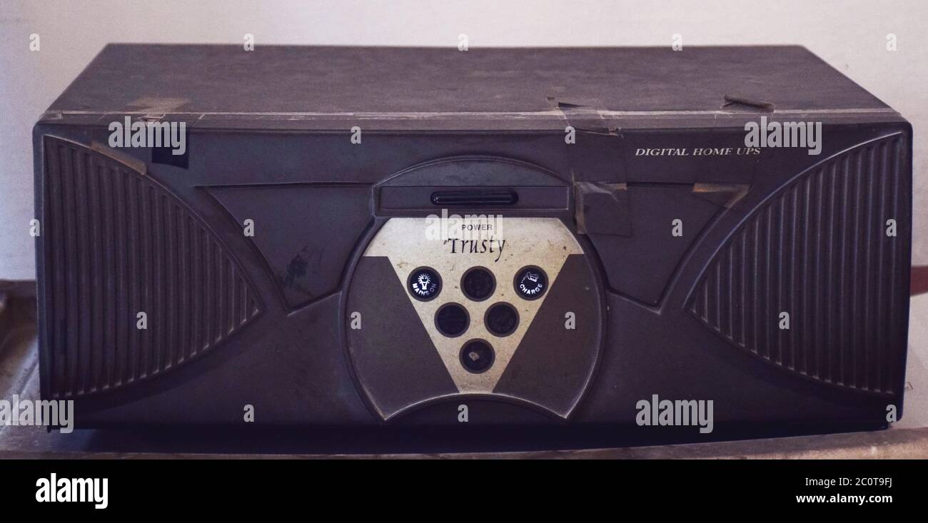 Close up of Domestic Inverter System. An Inverter is used at home during load shedding or no power supply. Stock Photo