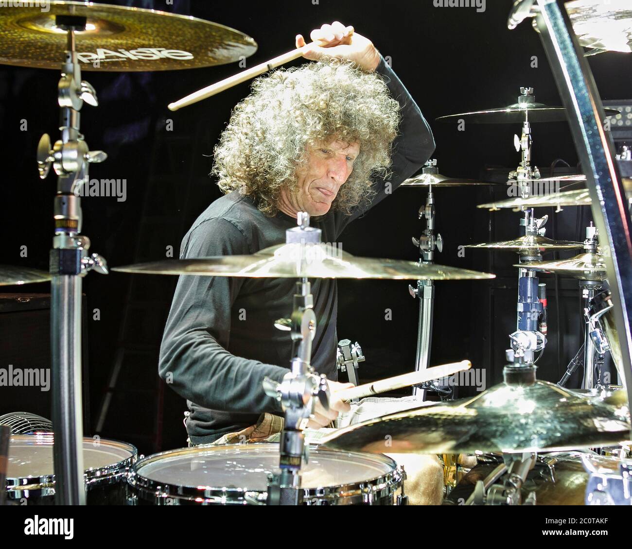 Whtiesnake drummer Tommy Aldridge performs with the rest of the band at