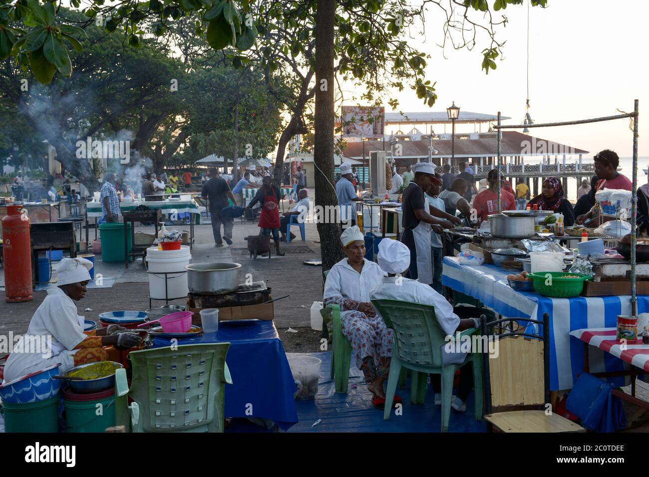 TANZANIA, Zanzibar, Stone town, street food, fish and seafood stalls Stock Photo