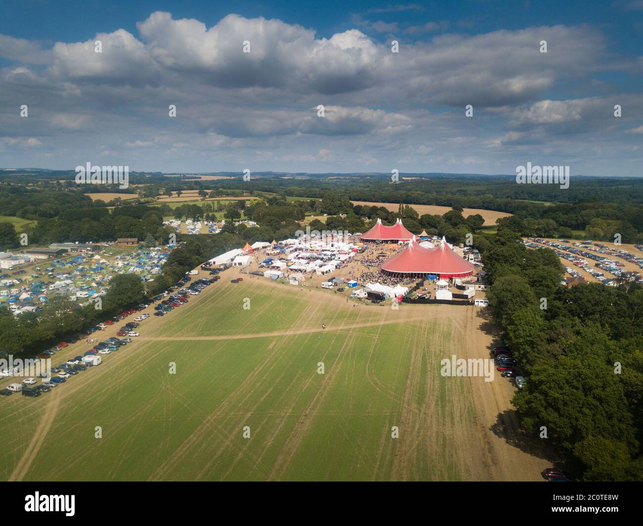 Aerial view of Wickham Festival site Stock Photo Alamy