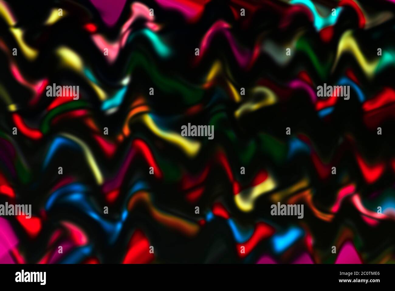 Background image with irregular wave pattern on black with red, yellow, blue colors Stock Photo