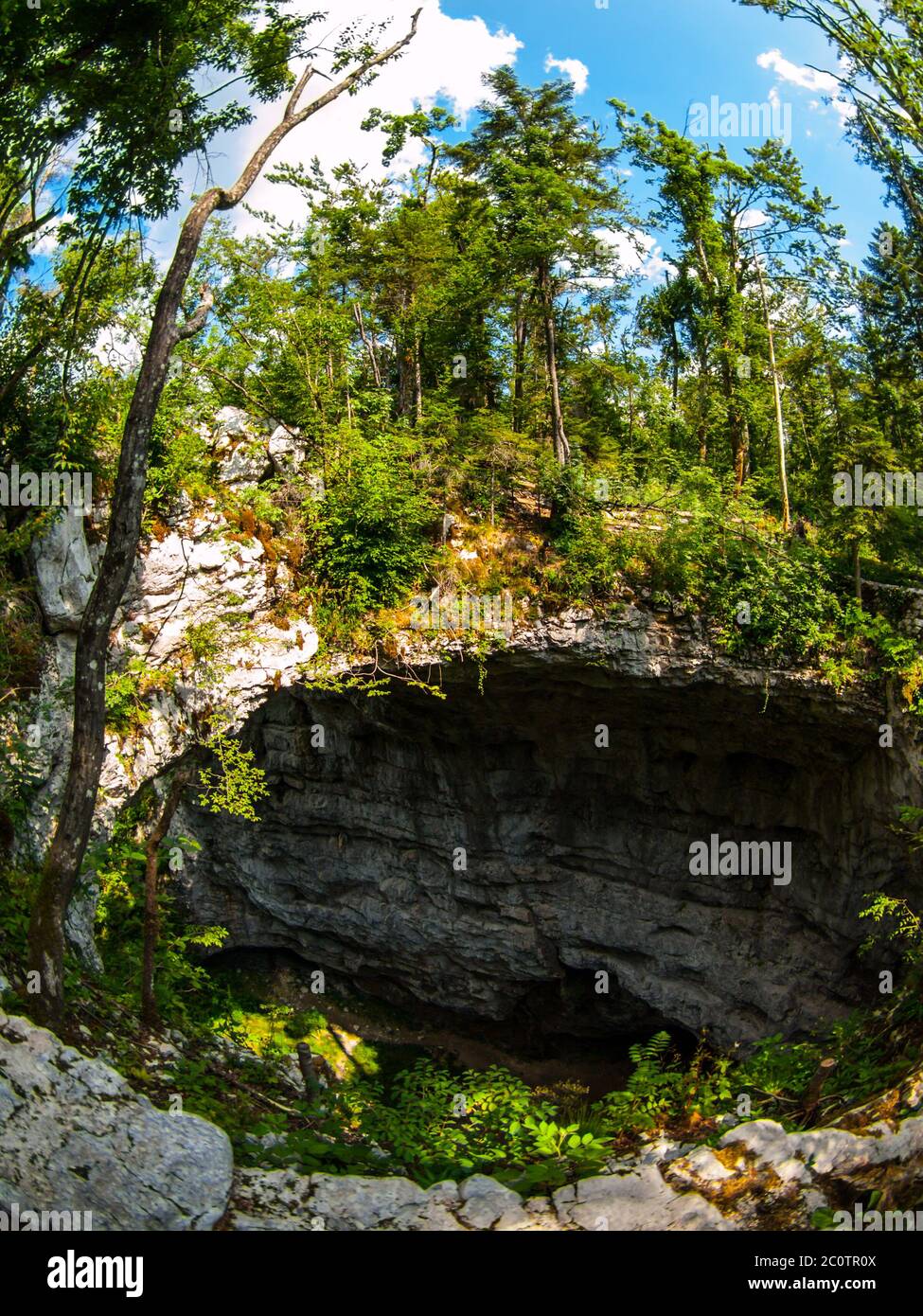 Natural rock bridge in Rakov Skocjan karst valley, Slovenia Stock Photo