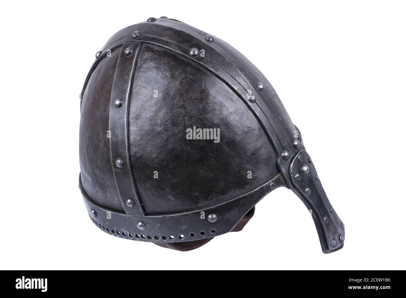 Heavy duty conical norman helmet on a white background Stock Photo