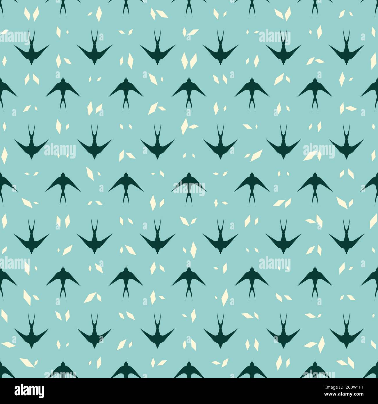 Swallow seamless pattern. Birds texture. Stock Vector