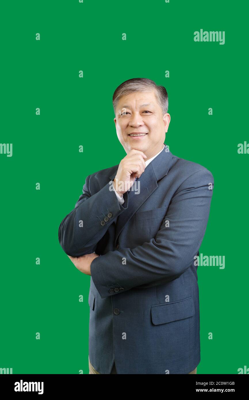 Portrait gesture of old asian man in suit and tie with smiling Stock Photo  - Alamy