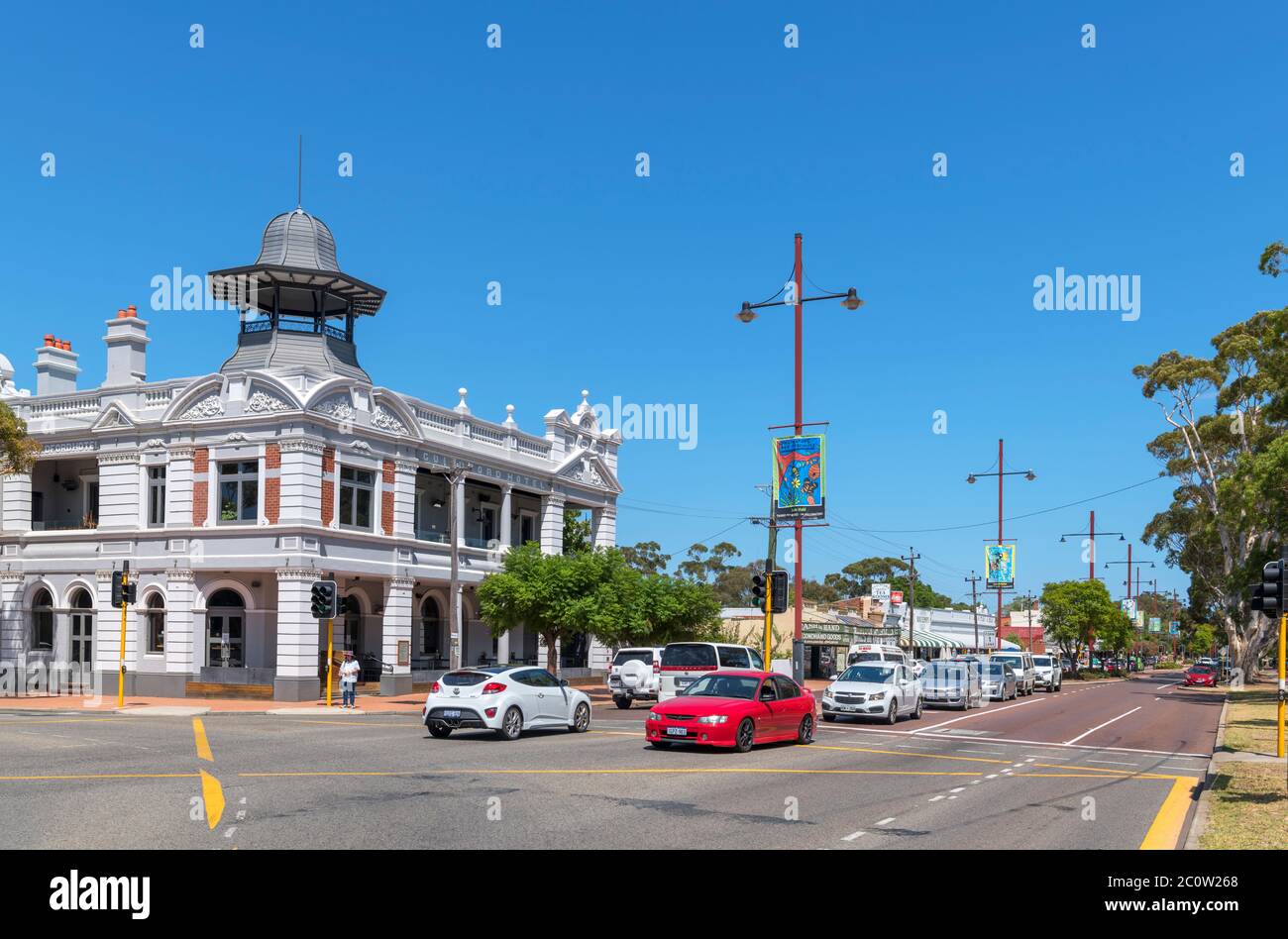The Guildford Hotel on James Street (The Great Eastern Highway) in the town of Guildford, Swan Valley, Perth, Western Australia, Australia Stock Photo
