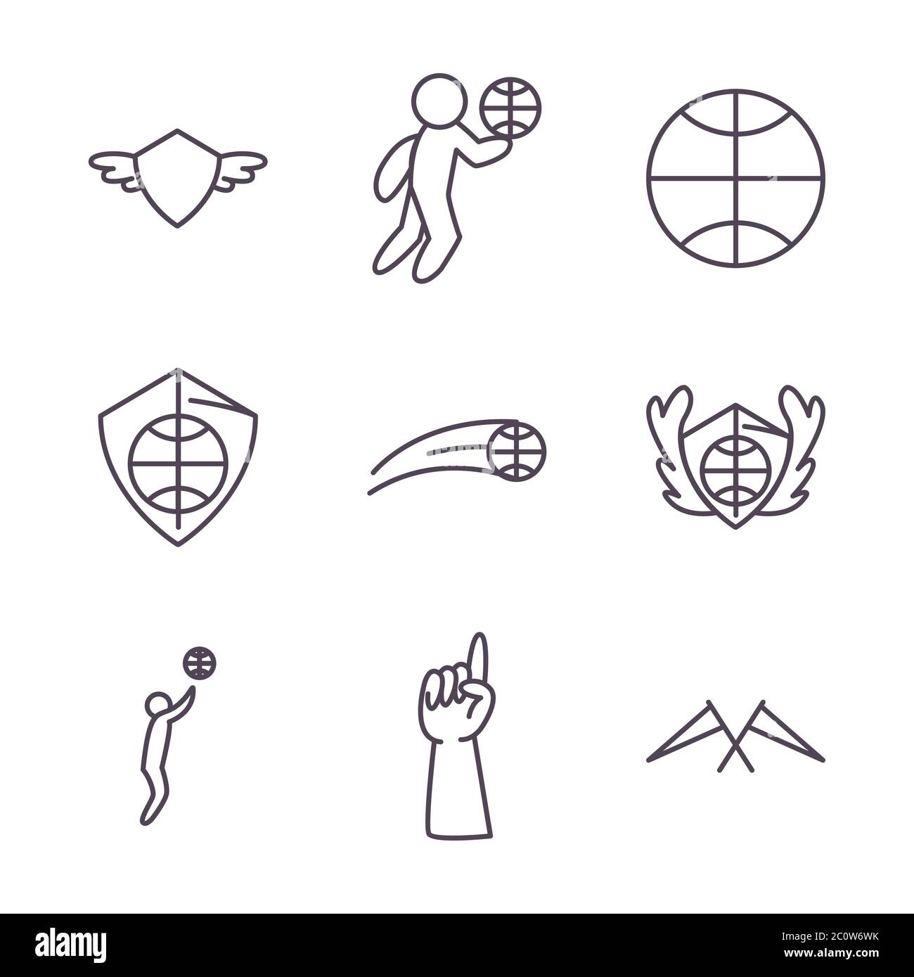 line style icon set design, Basketball sport hobby competition and game ...