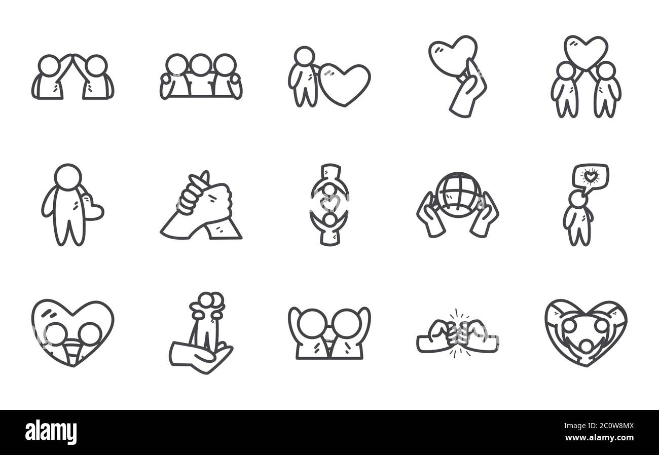 Avatars persons friends line style icon set design of friendship and ...