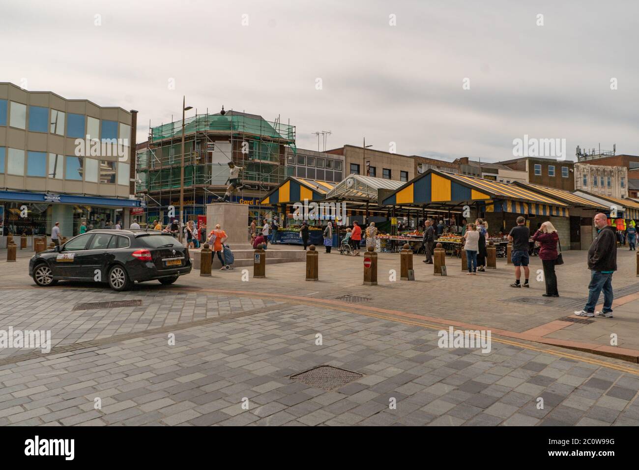 Dudley town centre during Coronavirus Pandemic, May 2020.  Social distancing. UK Stock Photo