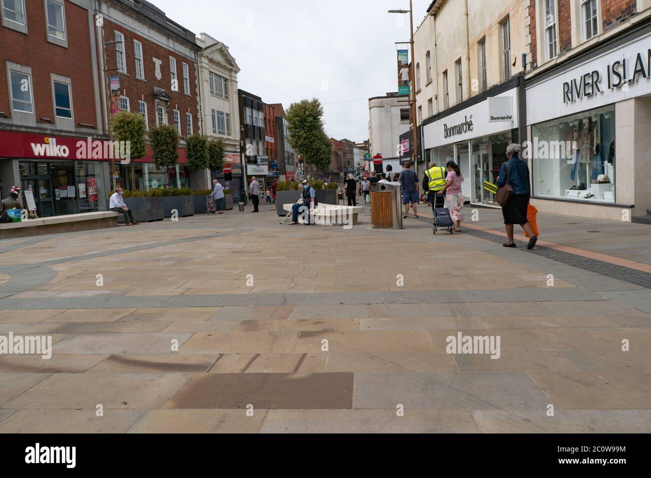 Dudley town centre during Coronavirus Pandemic, May 2020.  Social distancing. UK Stock Photo