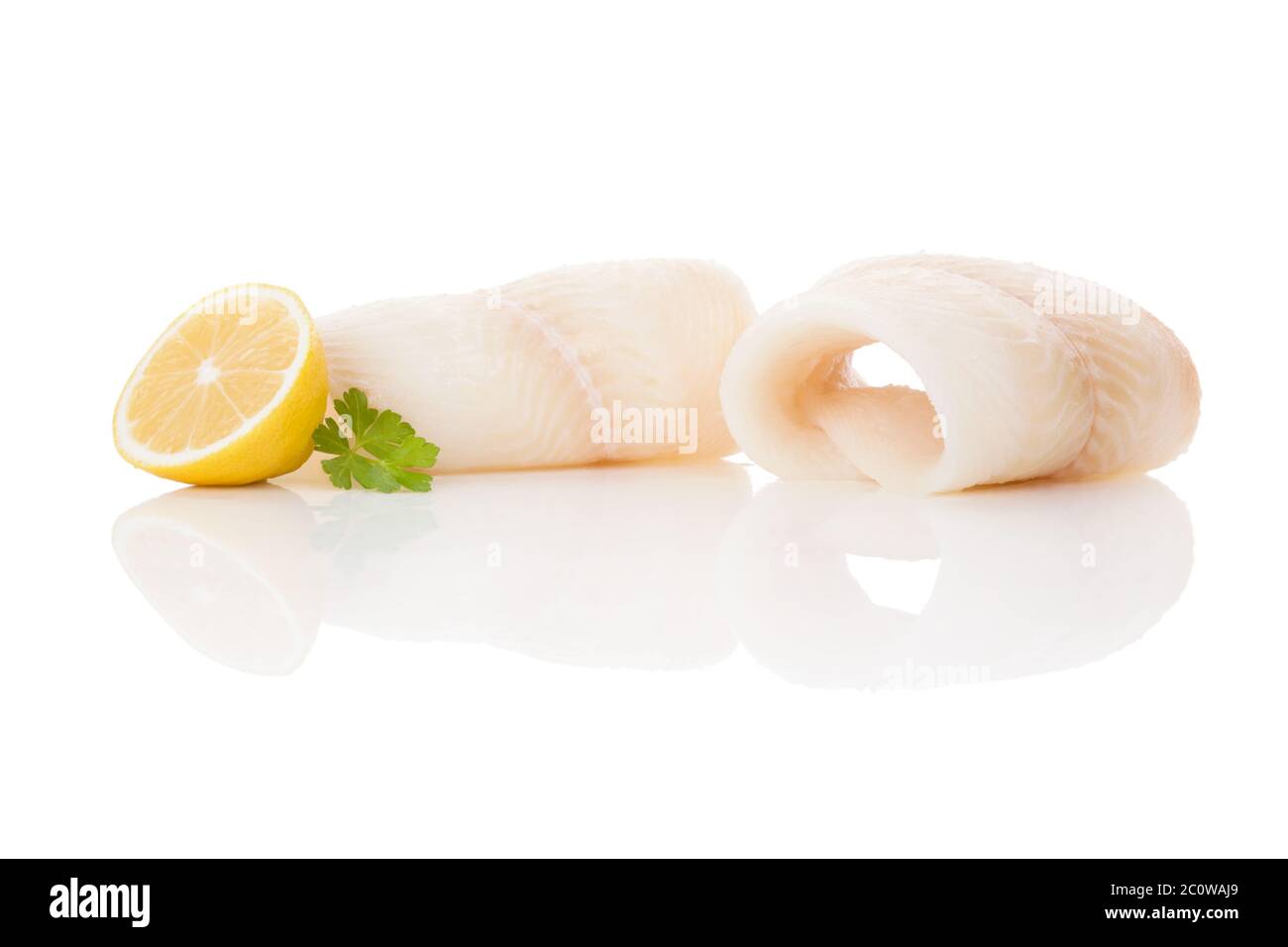 Fresh halibut steak. Stock Photo