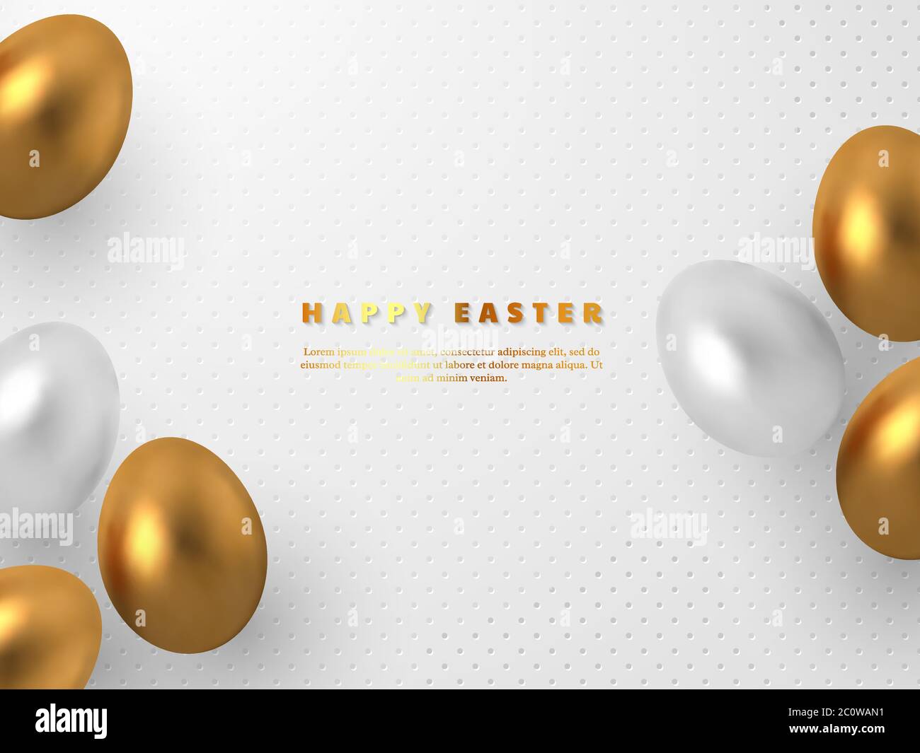 3d metallic golden and white eggs. Stock Vector