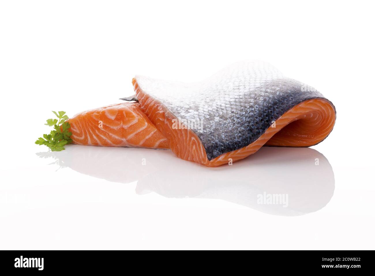 Fresh salmon steak isolated Stock Photo - Alamy