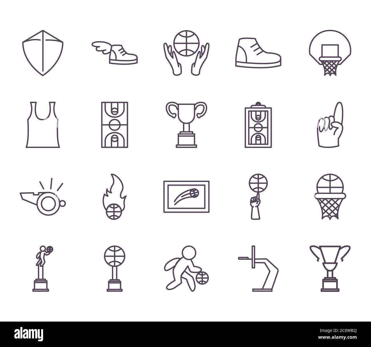 line style icon set design, Basketball sport hobby competition and game ...