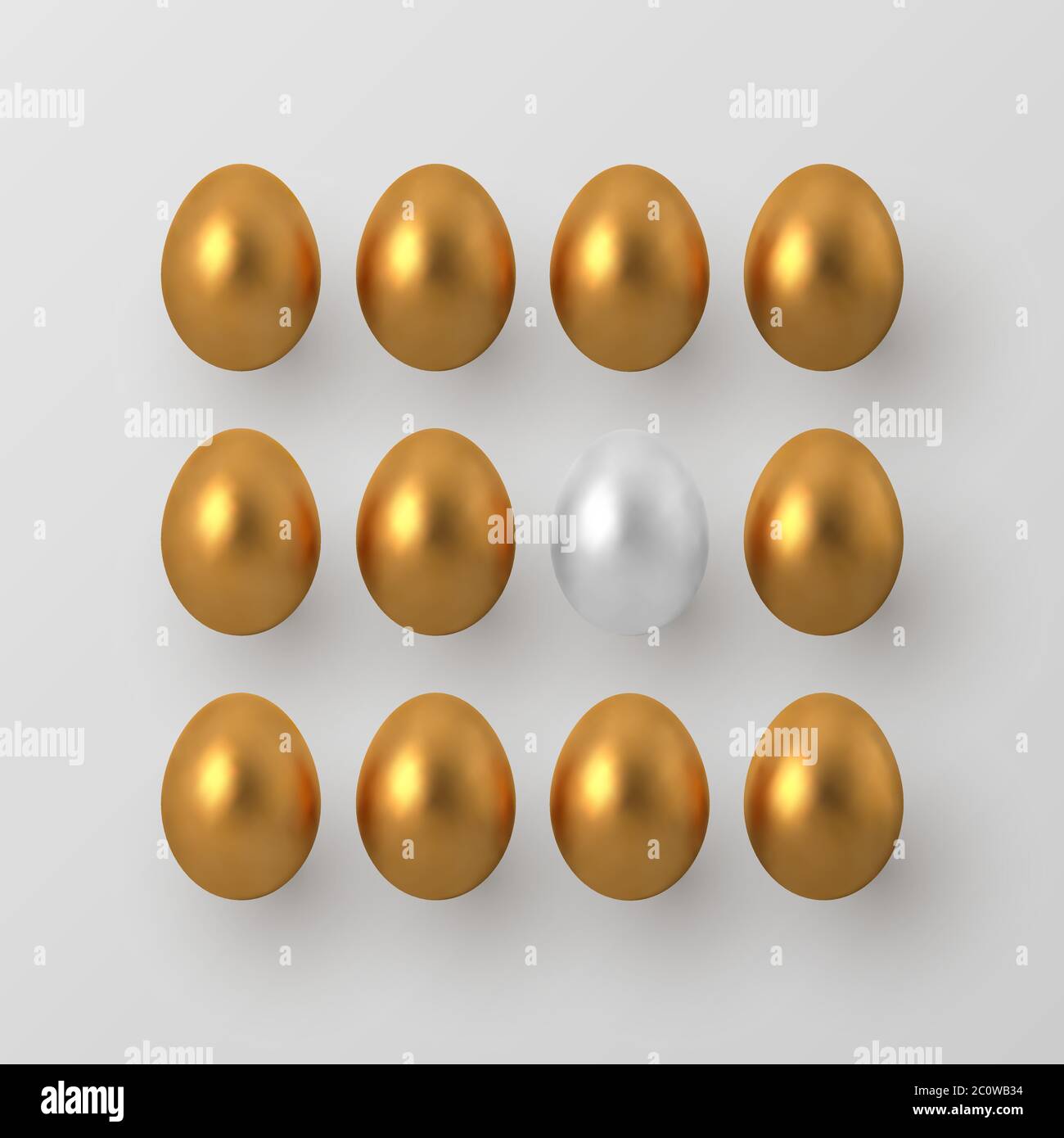 3d metallic golden and white eggs. Stock Vector