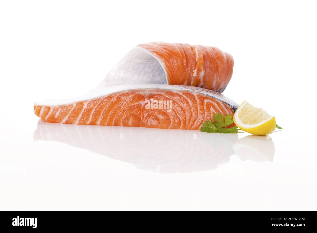 Fresh salmon steak isolated Stock Photo - Alamy