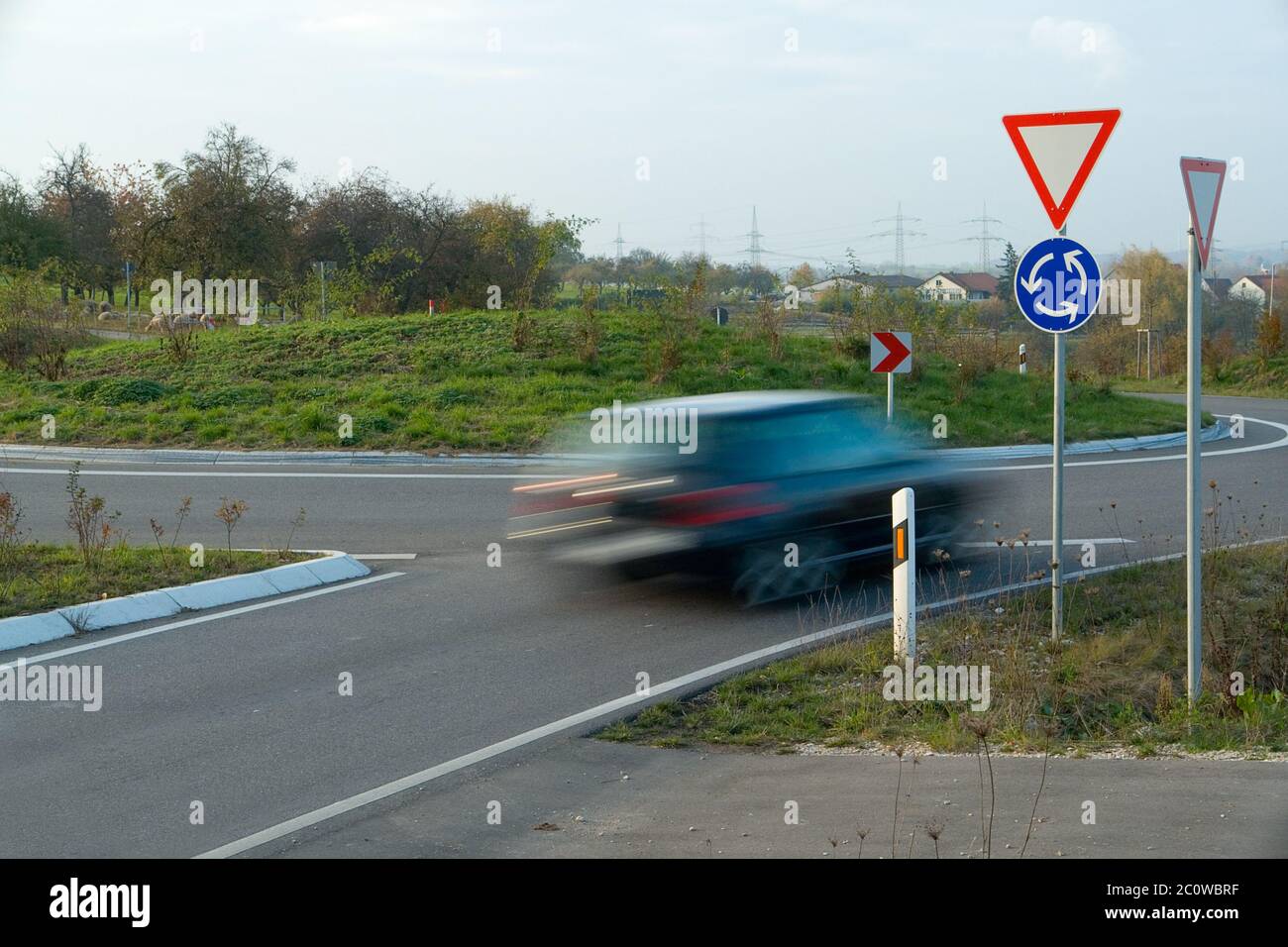 Deutschland, Baden Württemberg, Kreisverkehr zwischen Notzingen und Lindorf Stock Photo