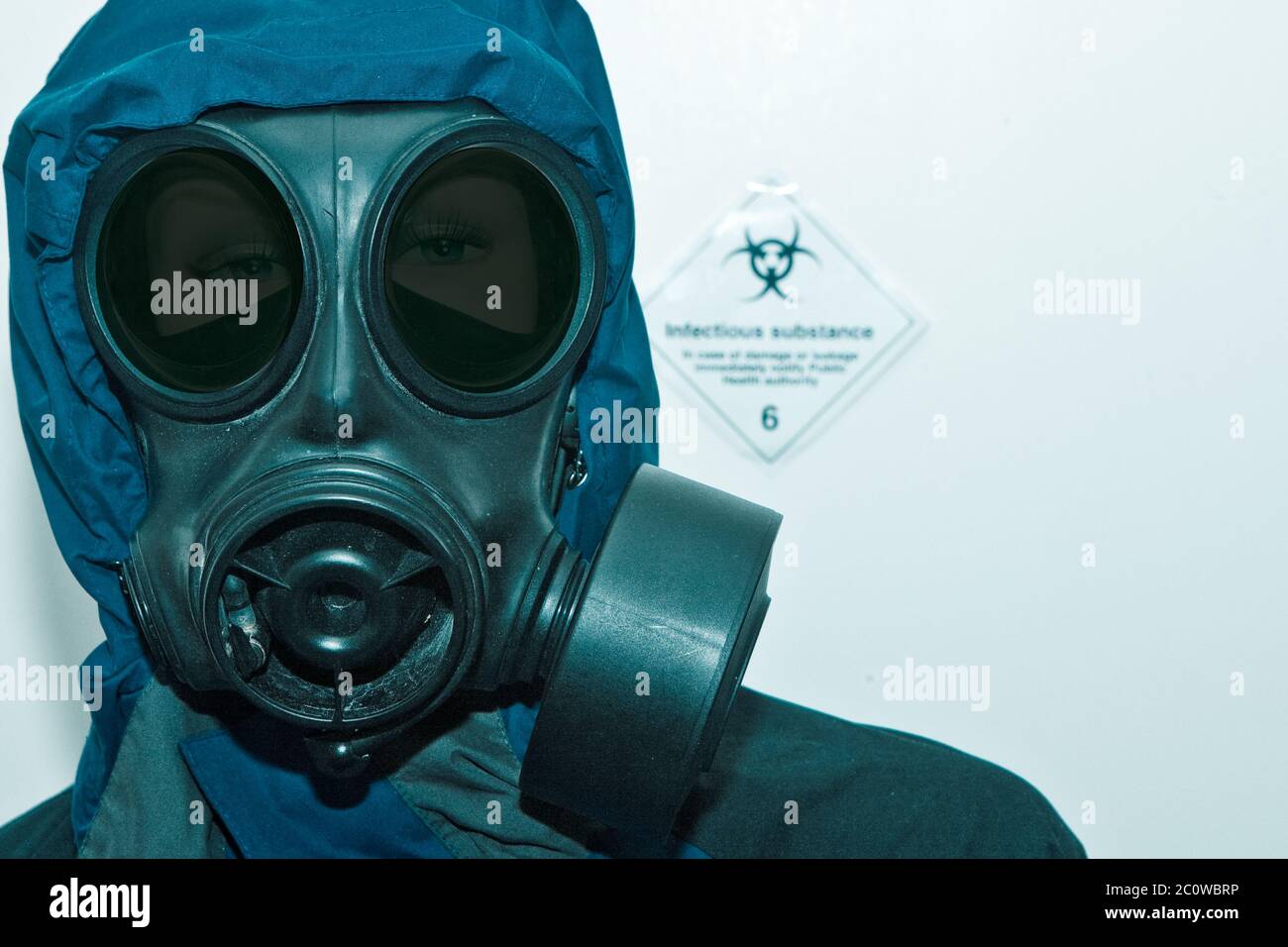 bird flu laboratory defense pestilence gas mask protective mask danger eco Stock Photo