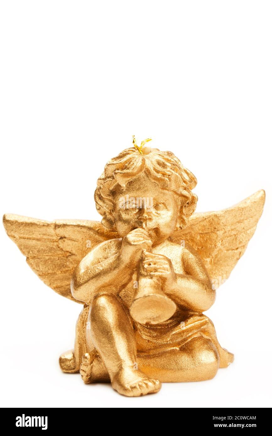 golden angel angels deco decoration christmas xmas x-mas trumpet putte Stock Photo