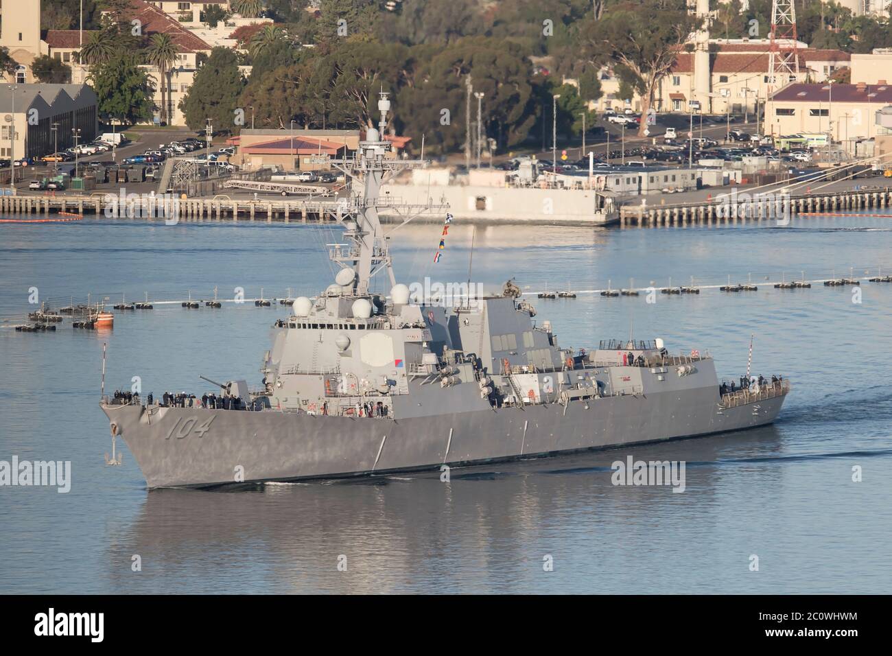 DDG-104 USS Sterett Arleigh Burke Class Destroyer of the United States Navy at San Diego Naval Base October 2019 Stock Photo