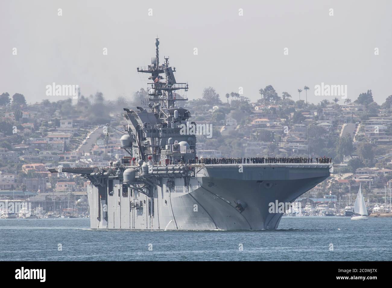 LHD-6 USS Bonhomme Richard WASP Class Amphibious Assault Ship at San Diego Naval Base October 2019 Stock Photo