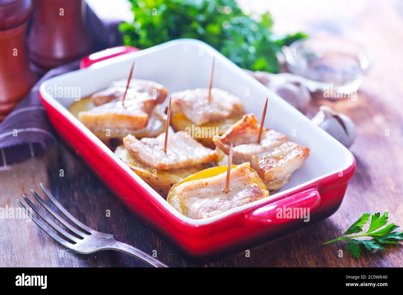 baked potato with lard Stock Photo Alamy