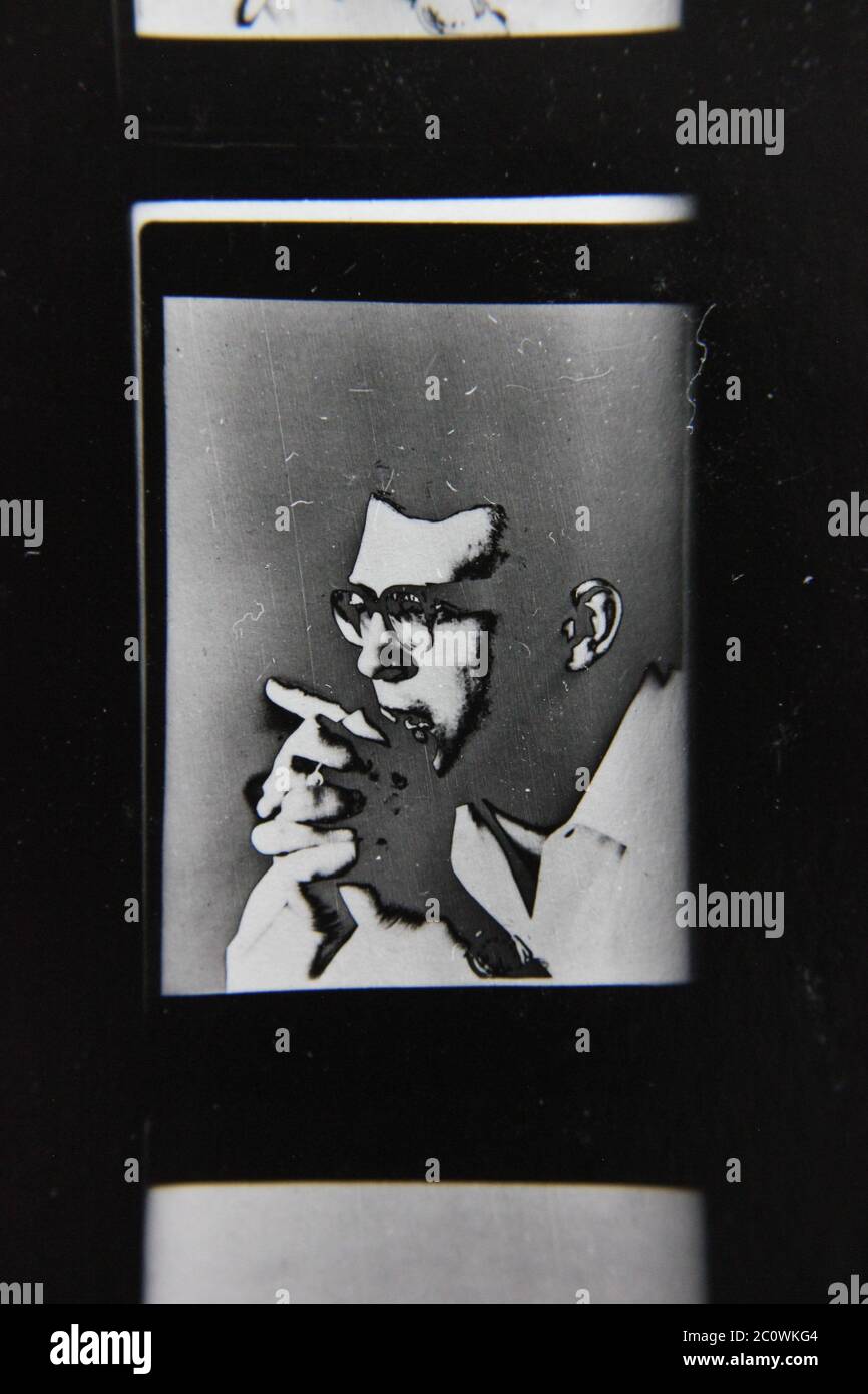 Fine 1970s vintage black and white photography of a man in a dream like ...