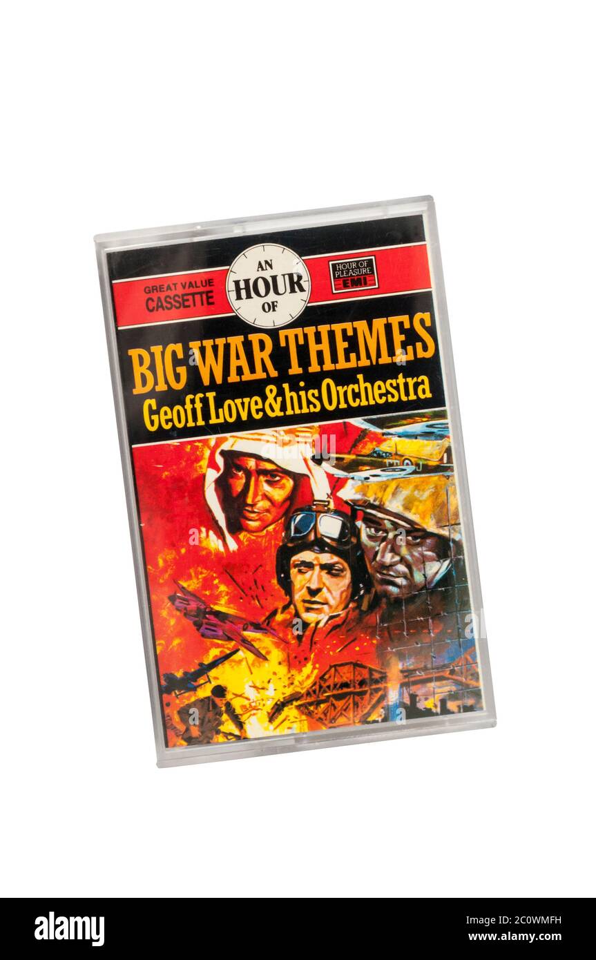 Pre-recorded cassette of An Hour of Big War Themes by Geoff Love & his Orchestra. Released in 1986. Stock Photo