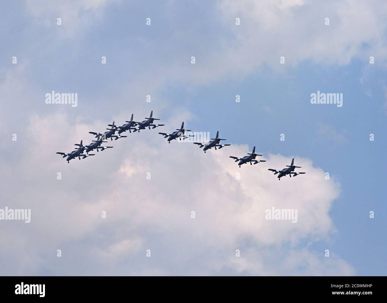 Planes on an air show against cloudy sky Stock Photo - Alamy