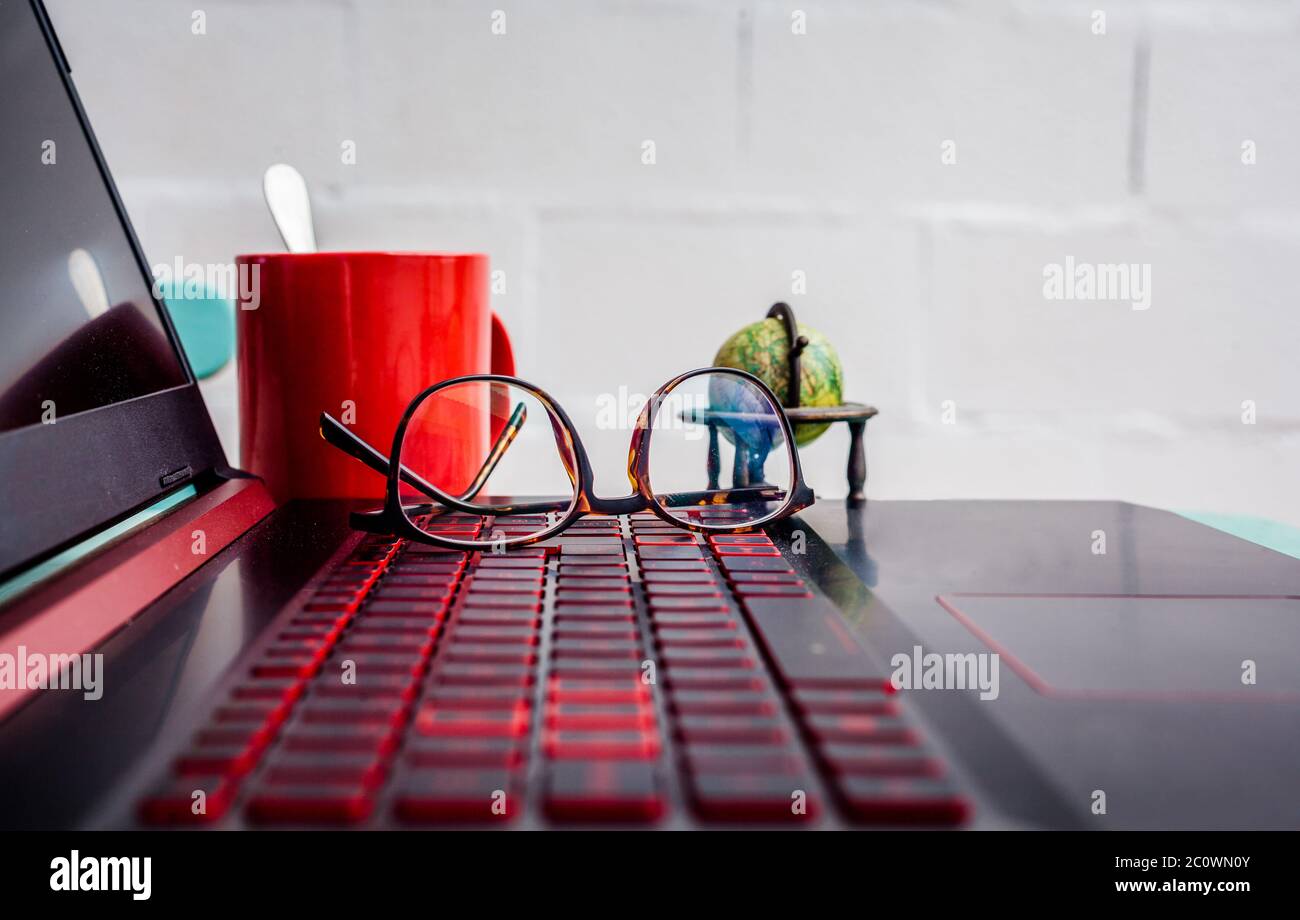 Working from home - Modern Nostalgia look Stock Photo
