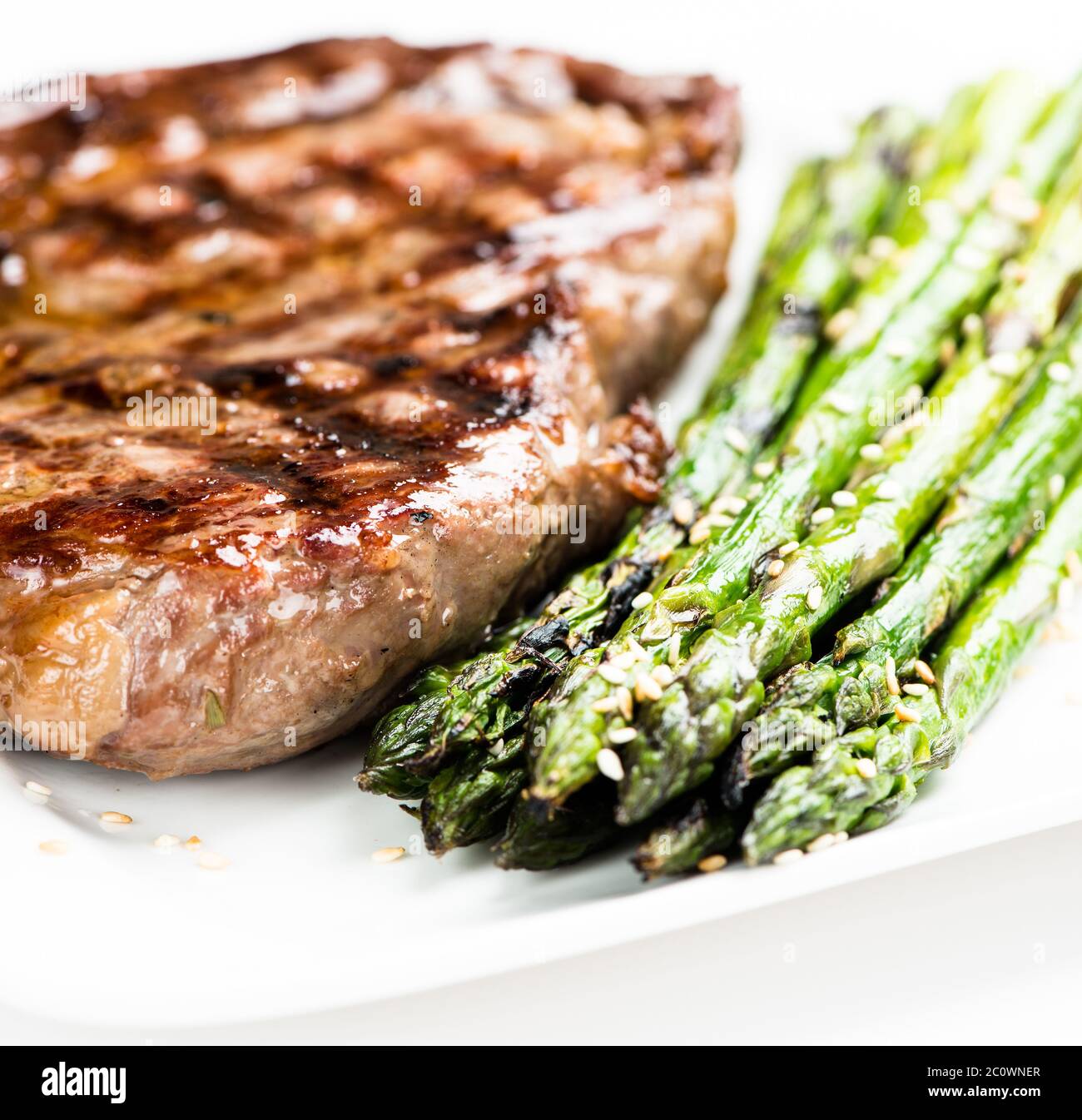 Grilled steak and asparagus Stock Photo Alamy