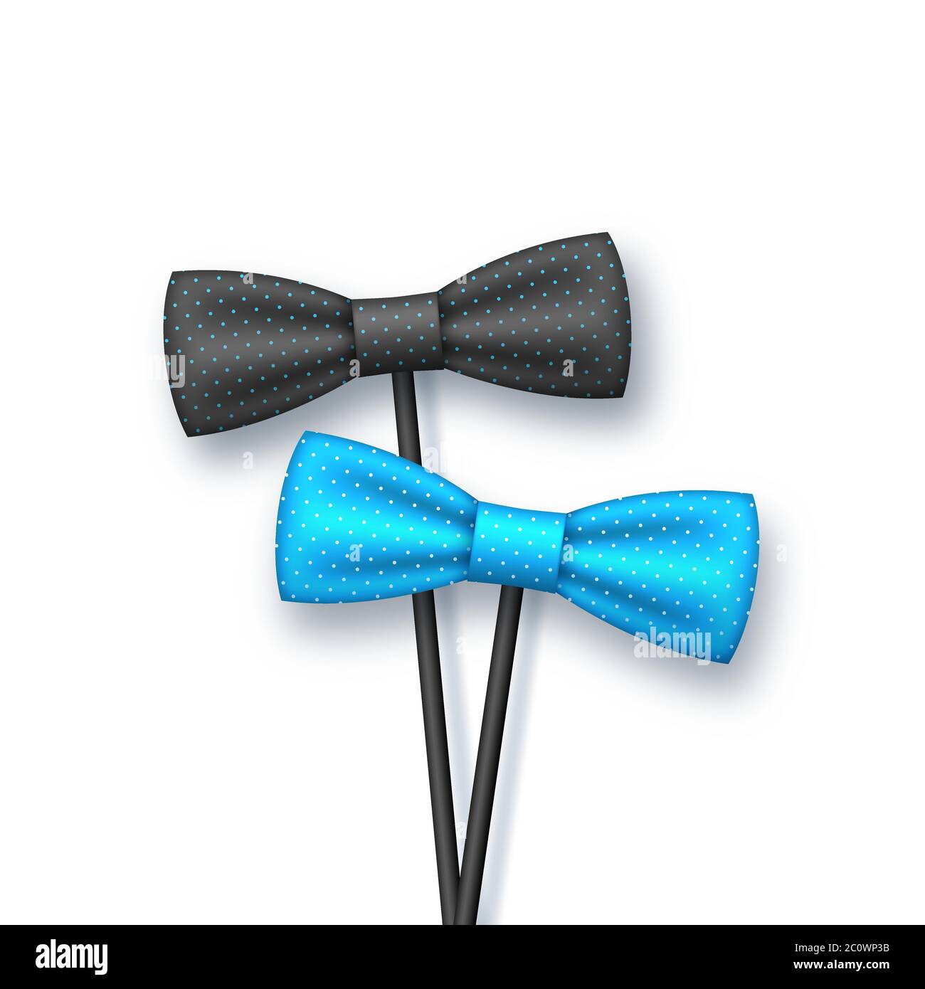 Realistic bow tie on the sticks. Stock Vector