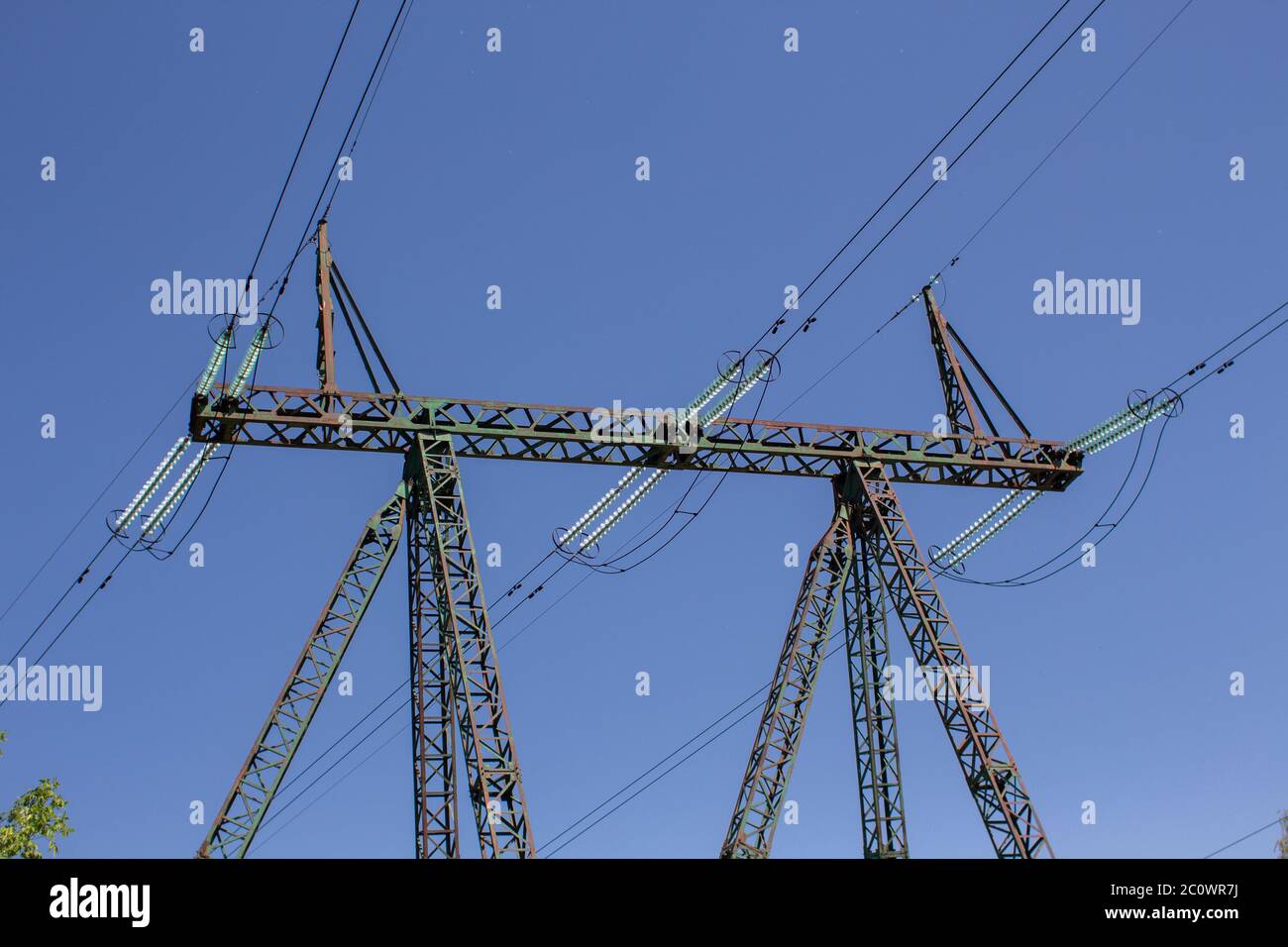 high voltage power lines in forest Stock Photo - Alamy