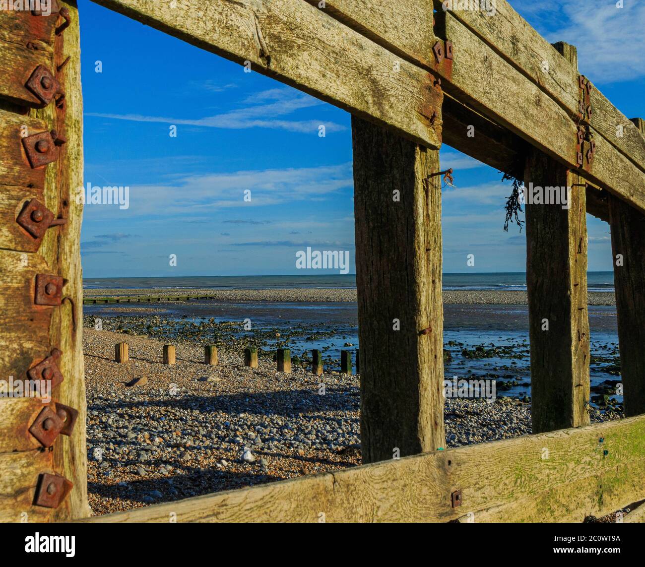 Beach groynes Stock Photo