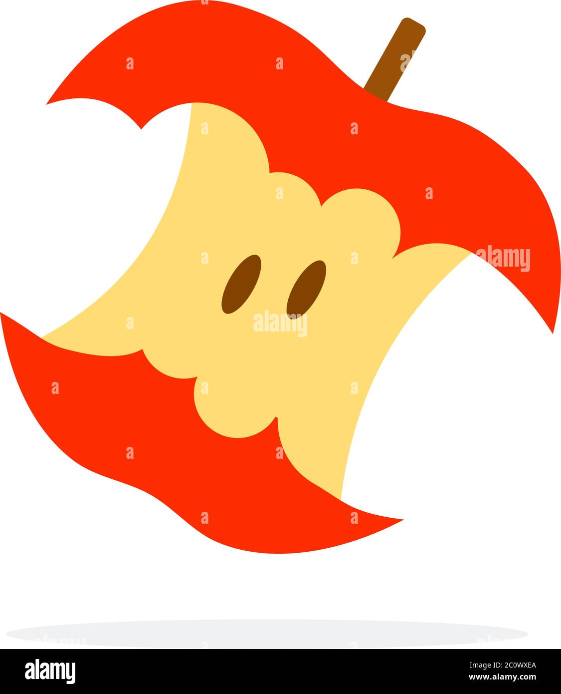 Stub of a red apple vector flat isolated Stock Vector