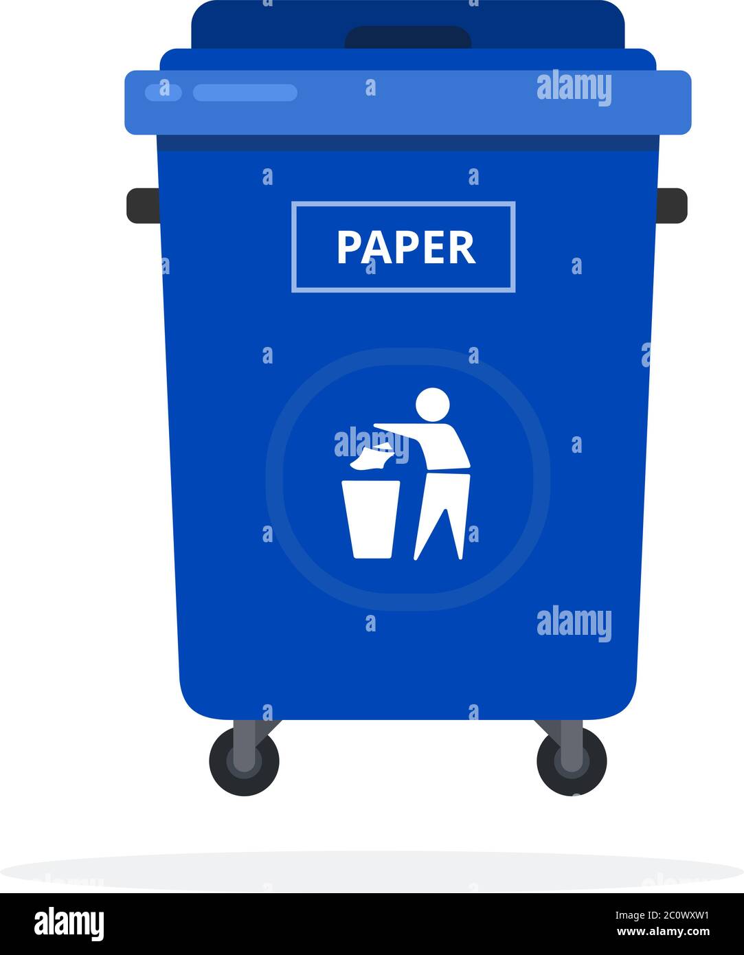 Large black trash can on wheels flat isolated Vector Image