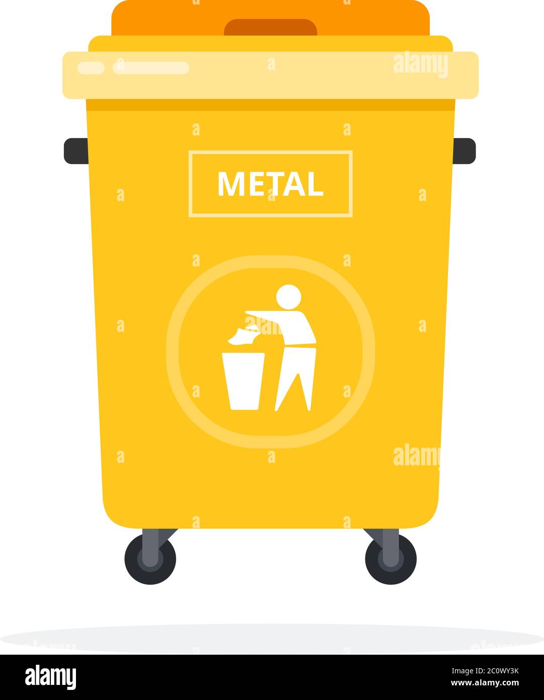 Trash can on wheels for metal sorting flat isolated Stock Vector Image