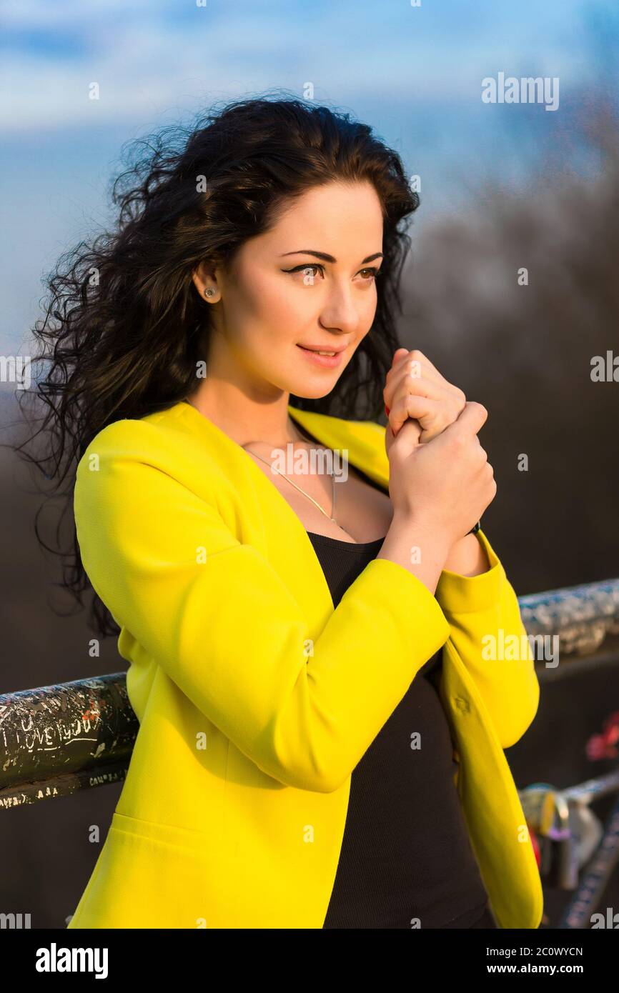 Portrait Of Young Smiling Beautiful Woman Stock Photo - Alamy