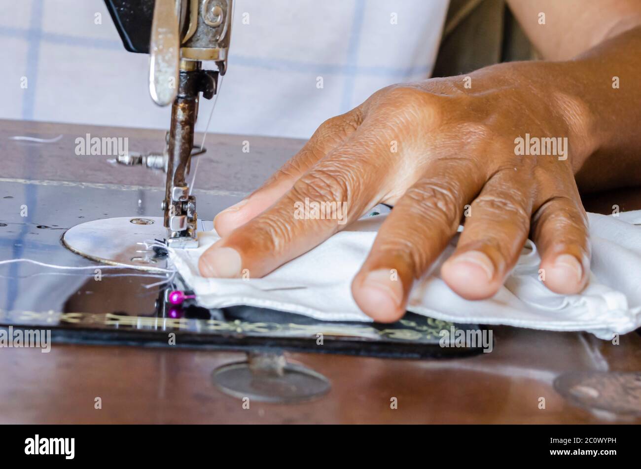 Stitching White Fabric Stock Photo