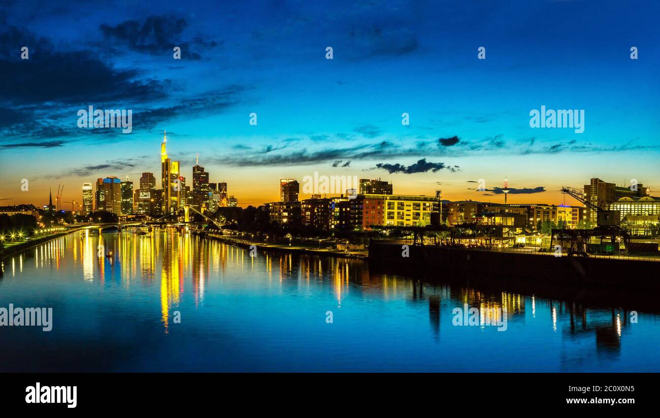 Frankfurt am Main during sunset Stock Photo Alamy
