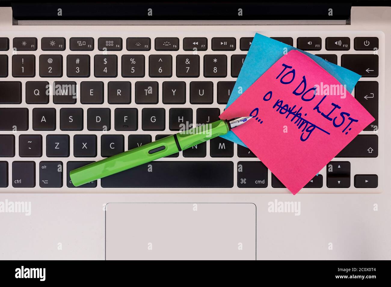Post-it note with the words To Do List "nothing" on a computer laptop Stock Photo