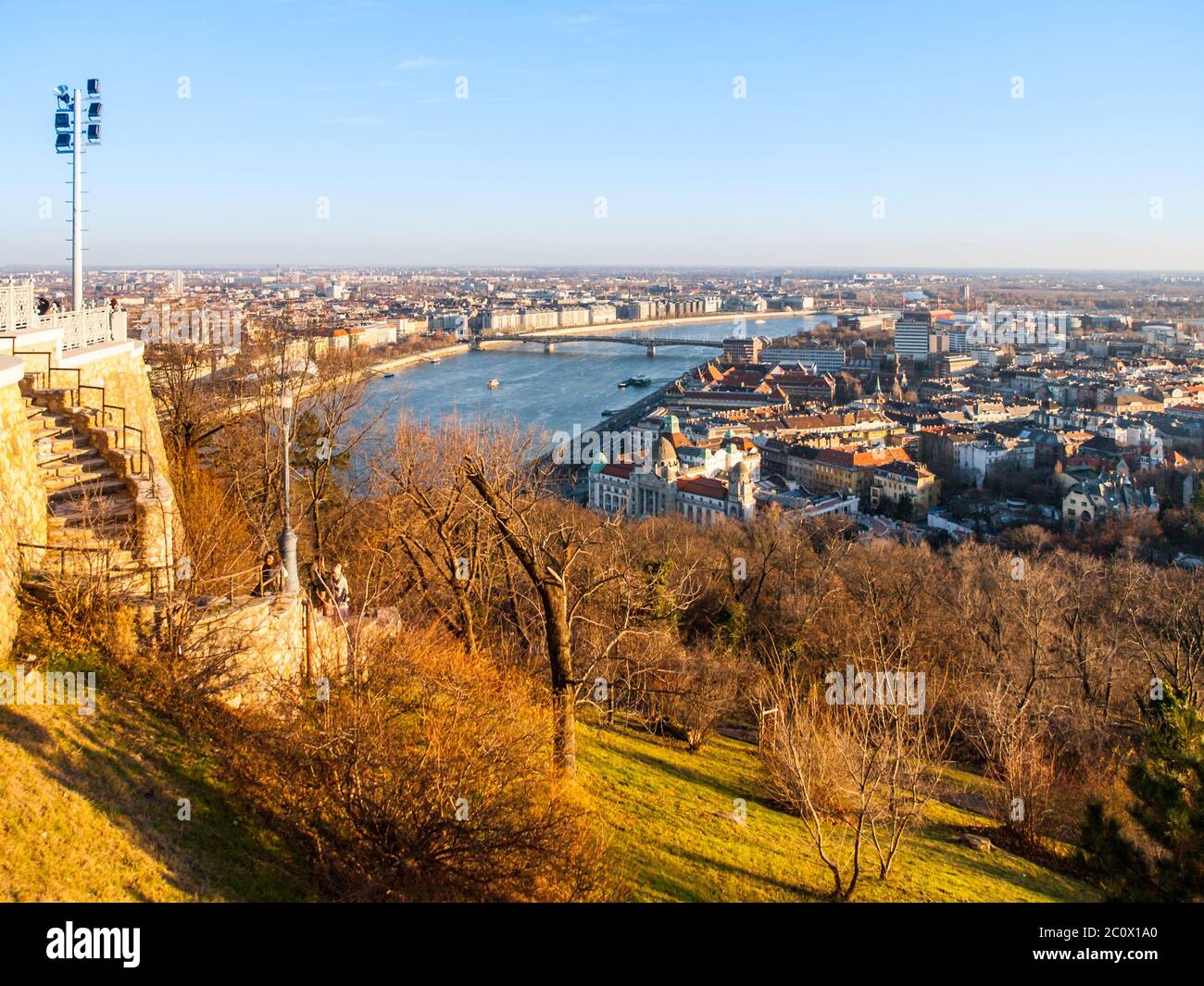 Budapest cityscape with Danube river. View from Gellert Hill, Hungary. Stock Photo