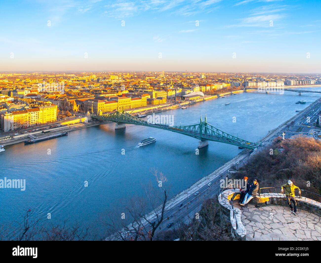 Budapest cityscape with Danube river. View from Gellert Hill, Hungary. Stock Photo