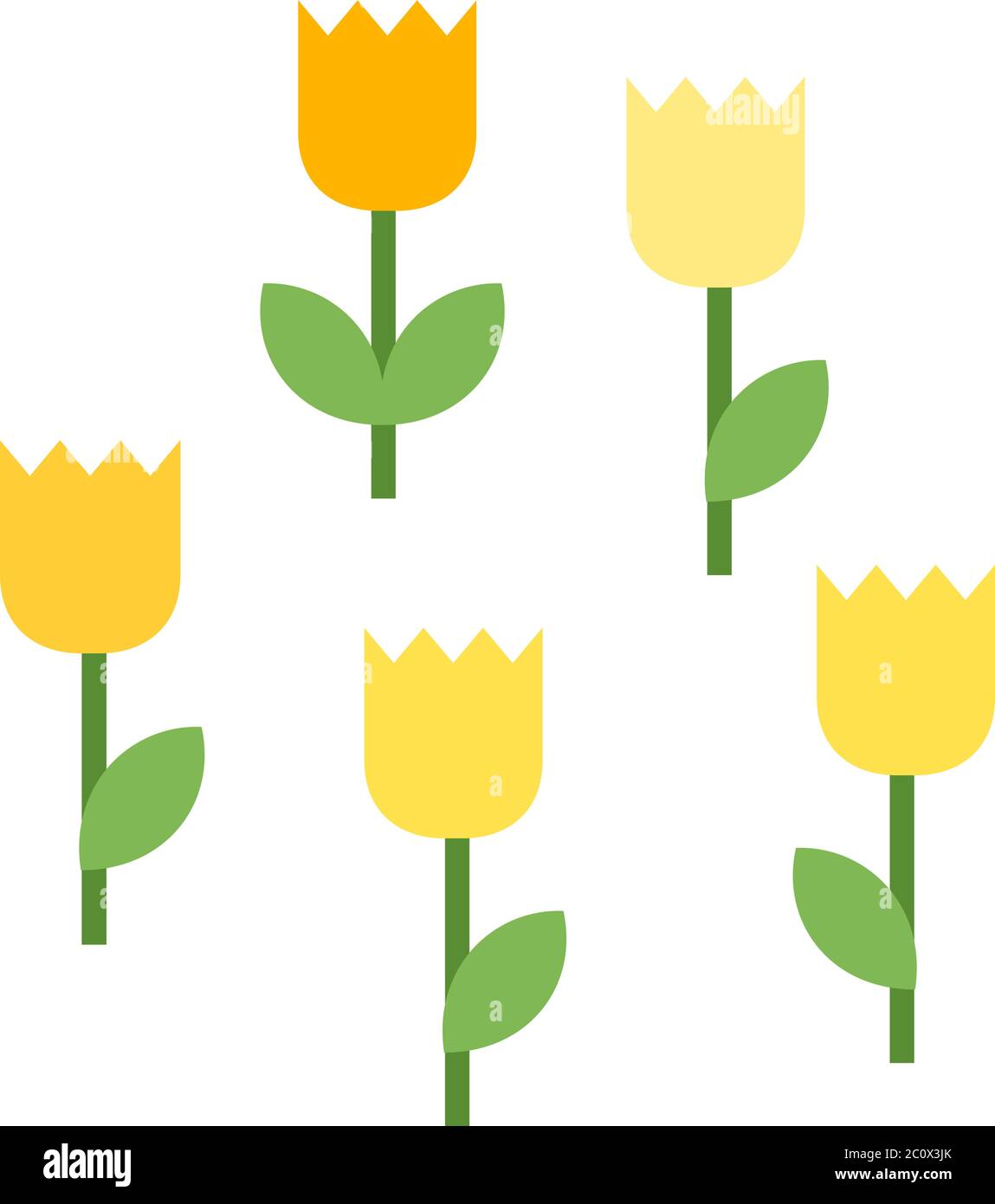 Five blooming tulips vector icon flat isolated Stock Vector